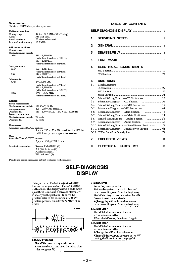 SONY HCD-MD313 SM 2 service manual (2nd page)