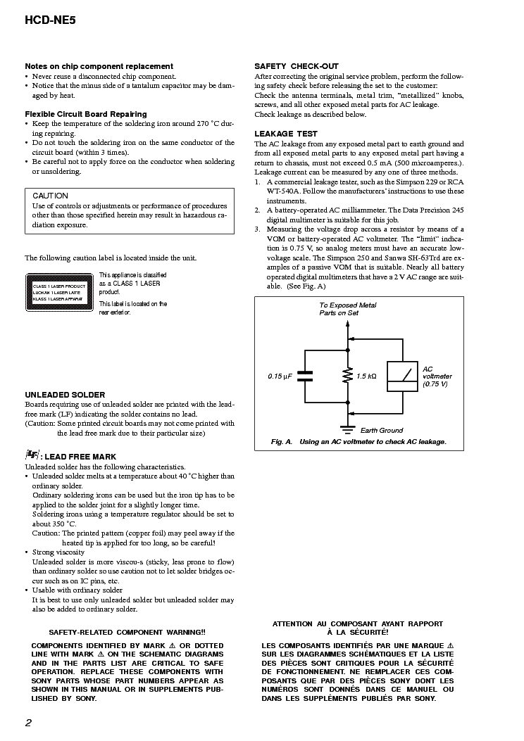 SONY HCD-NE5 VER-1.1 service manual (2nd page)