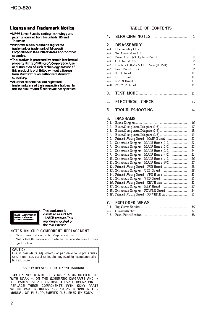 SONY HCD-S20 VER.1.0 service manual (2nd page)