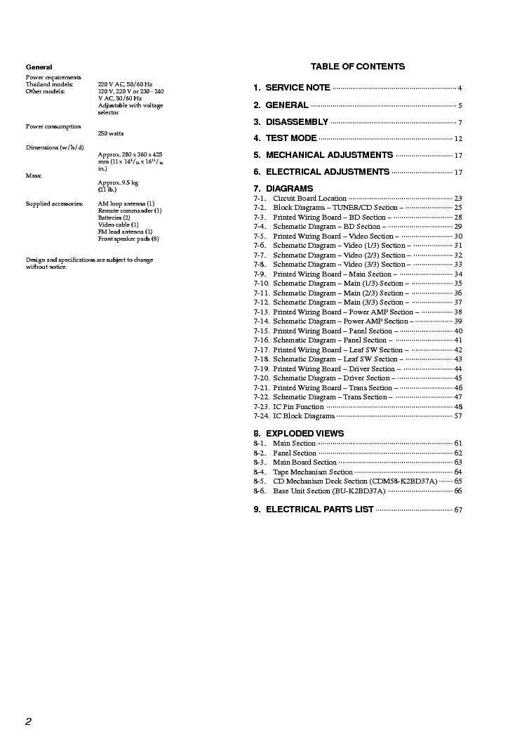 SONY HCD-VX77 VX77J service manual (2nd page)