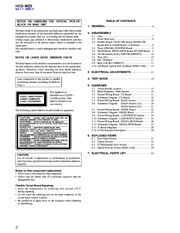 SONY HCD-WZ5 SM service manual (2nd page)