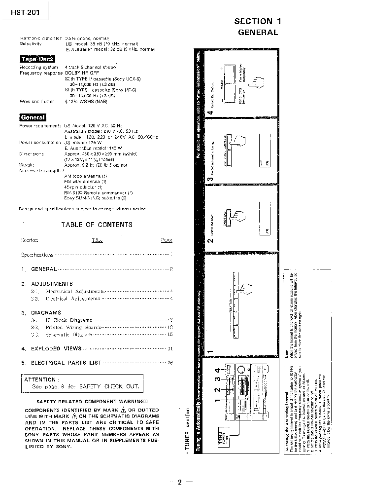SONY HST-201 SEN-201 SM service manual (2nd page)