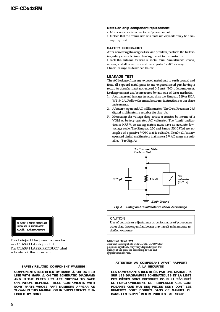 SONY ICF-CD543RM service manual (2nd page)
