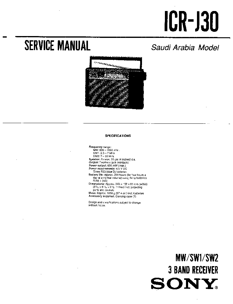 SONY ICR-J30 service manual