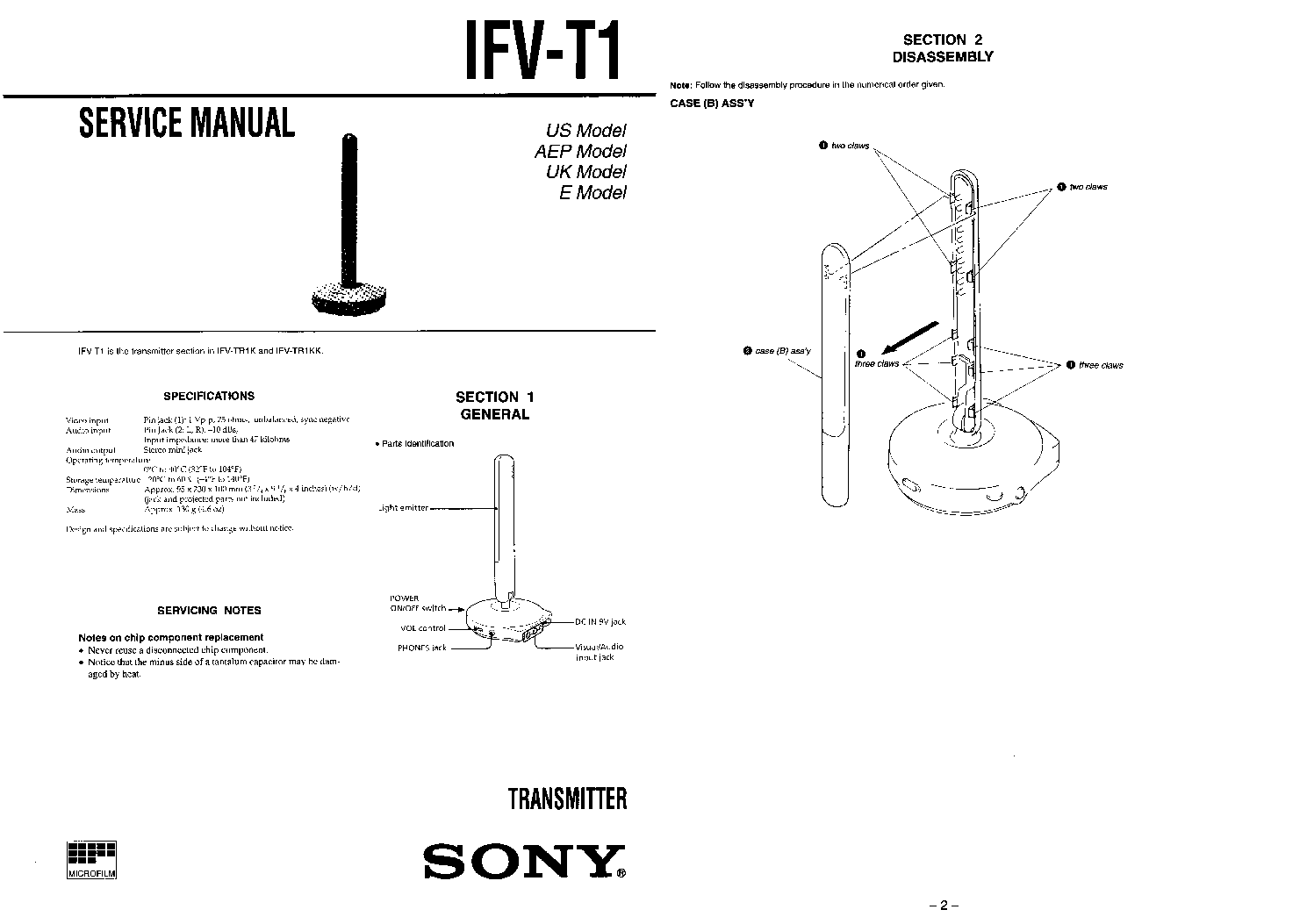 SONY IFV-T1 service manual (1st page)