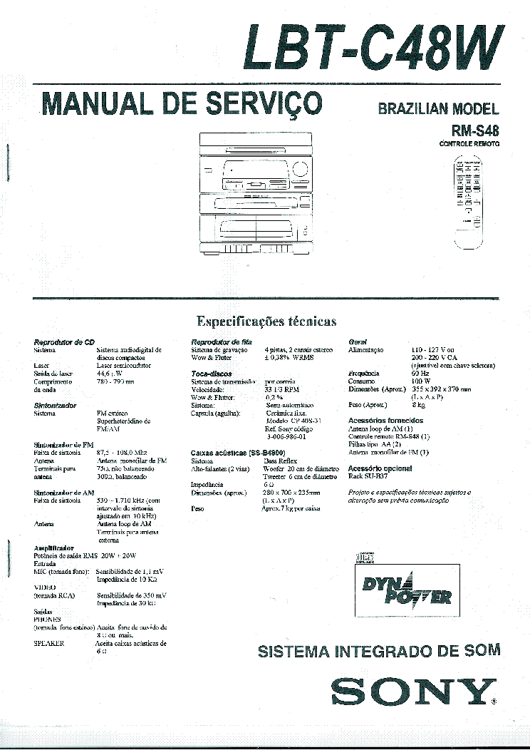 SONY LBT-C48W service manual (1st page)