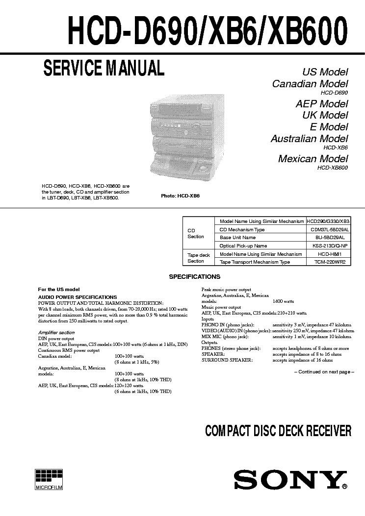 SONY LBT-D690-HCD-D690 service manual (1st page)
