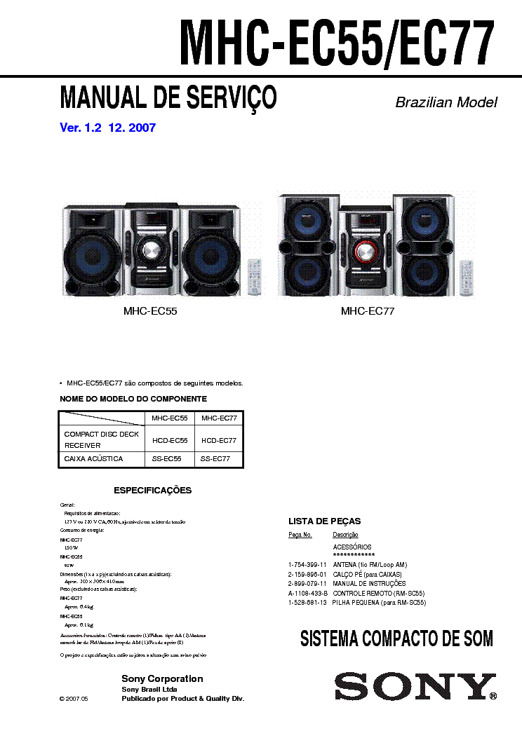 SONY MHC-EC55 EC77-VER.1.2-BR service manual (1st page)