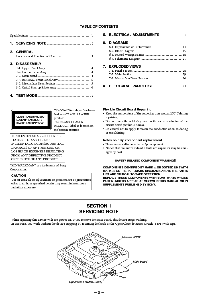 SONY MZ-E44 E45 VER1.2 service manual (2nd page)