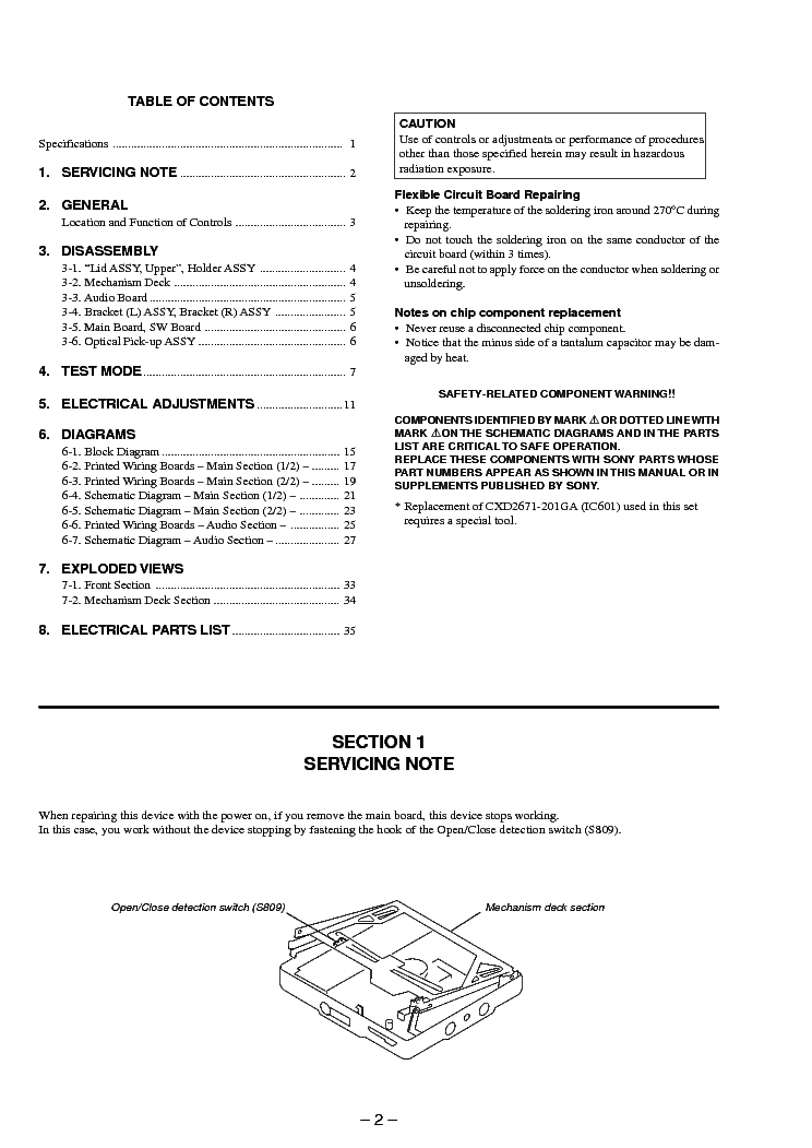 SONY MZ-E900 VER1.0 service manual (2nd page)