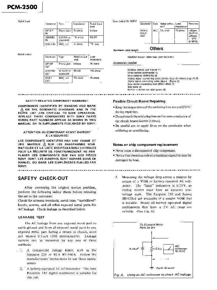 SONY PCM-2500 SM service manual (2nd page)