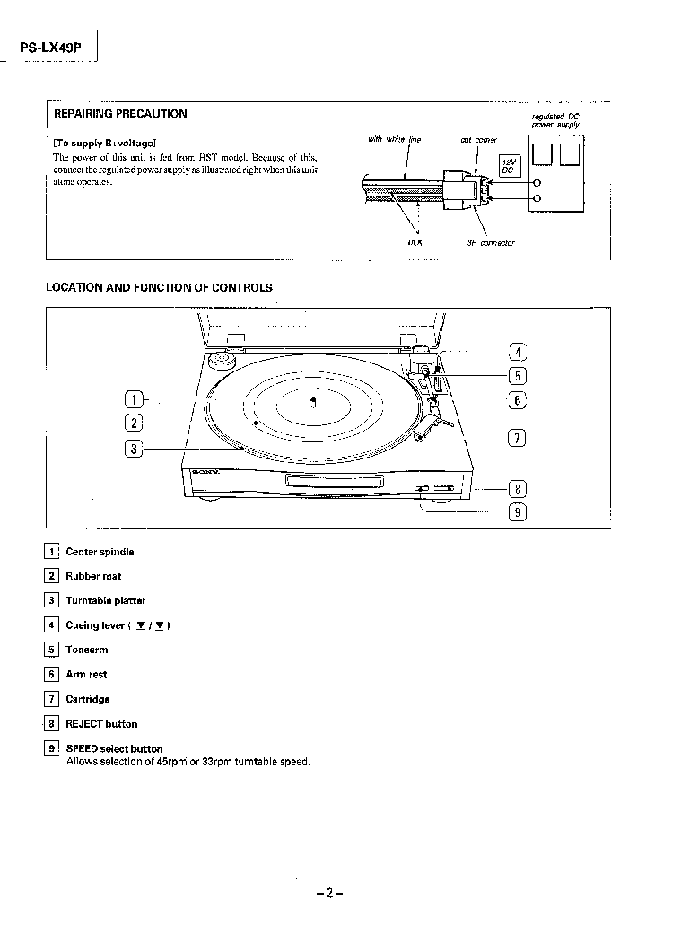 SONY PS-LX49P TURNTABLE service manual (2nd page)