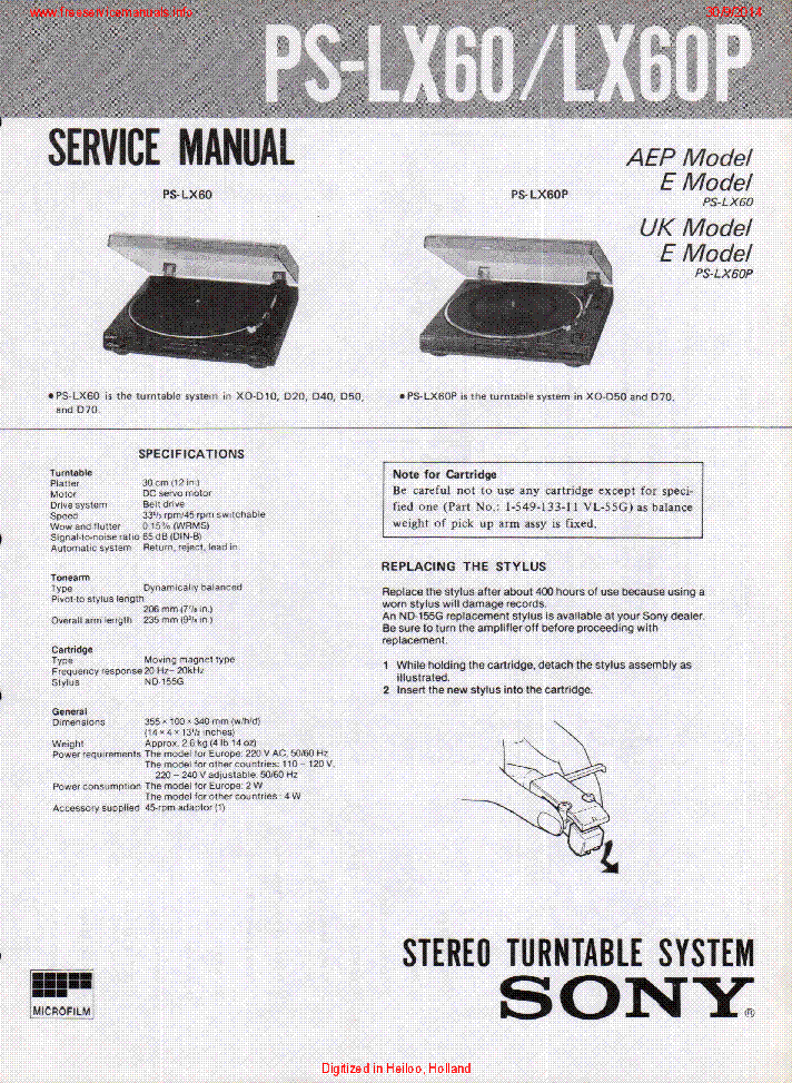 SONY PS-LX60 PS-LX60P service manual (1st page)