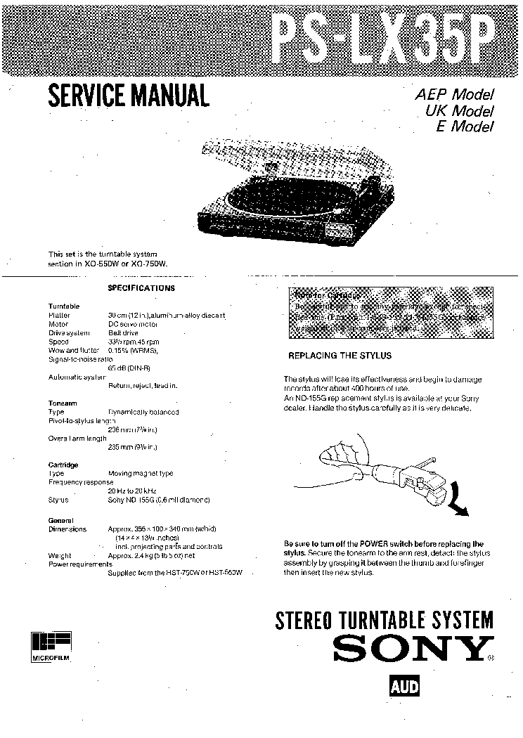 SONY PSL-X35P SM service manual (1st page)