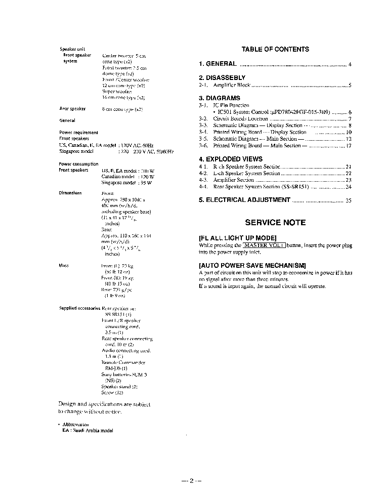 SONY SA-VA35 service manual (2nd page)