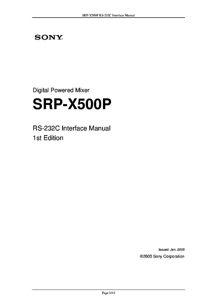 SONY SRP-X500P 05 PROTOCOLL 1ST EDITION service manual (1st page)