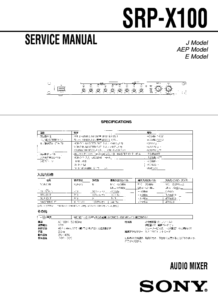 SONY SRP X100 service manual