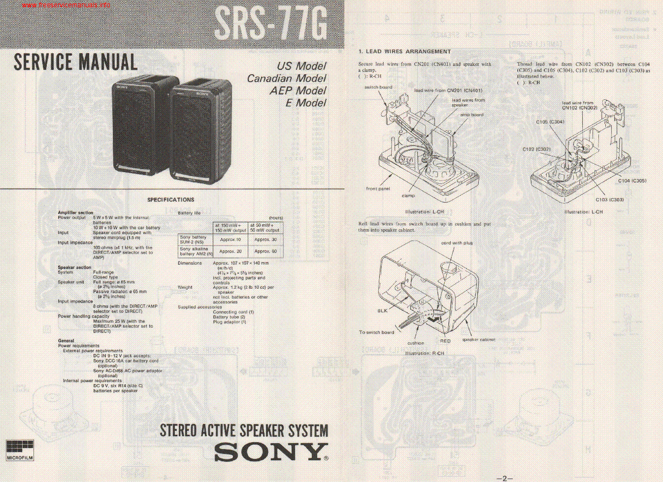 SONY SRS-77G service manual (1st page)
