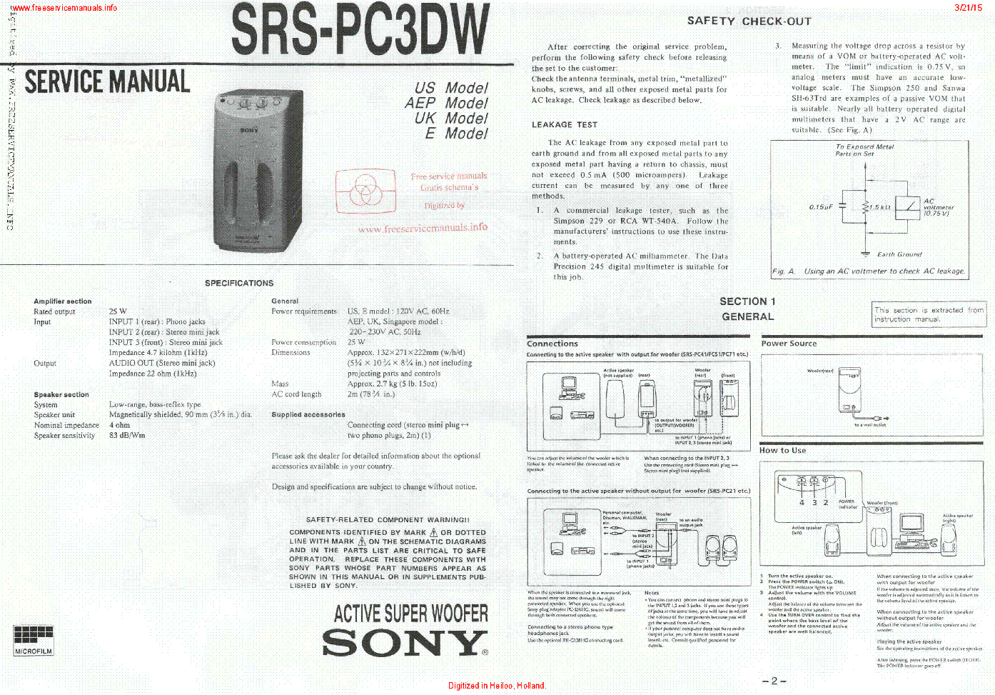 SONY SRS-PC3DW service manual (1st page)