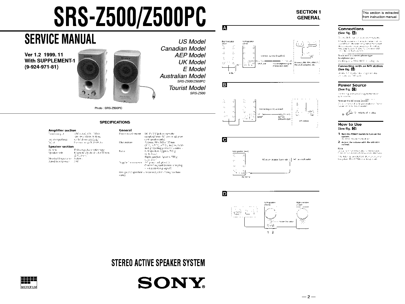 SONY SRS-Z500 PC VER-1.2 SM service manual