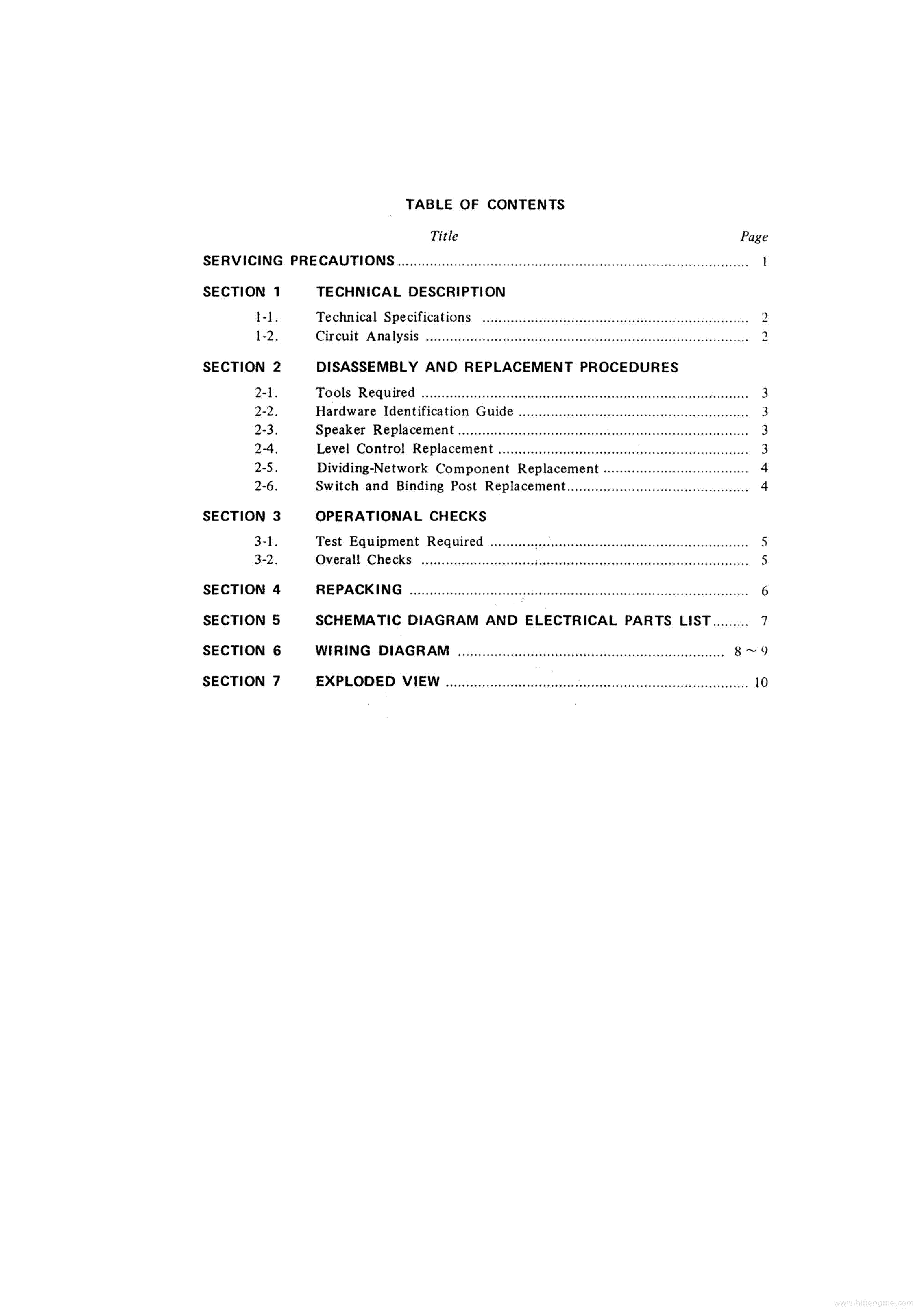 SONY SS-7300 SM service manual (2nd page)