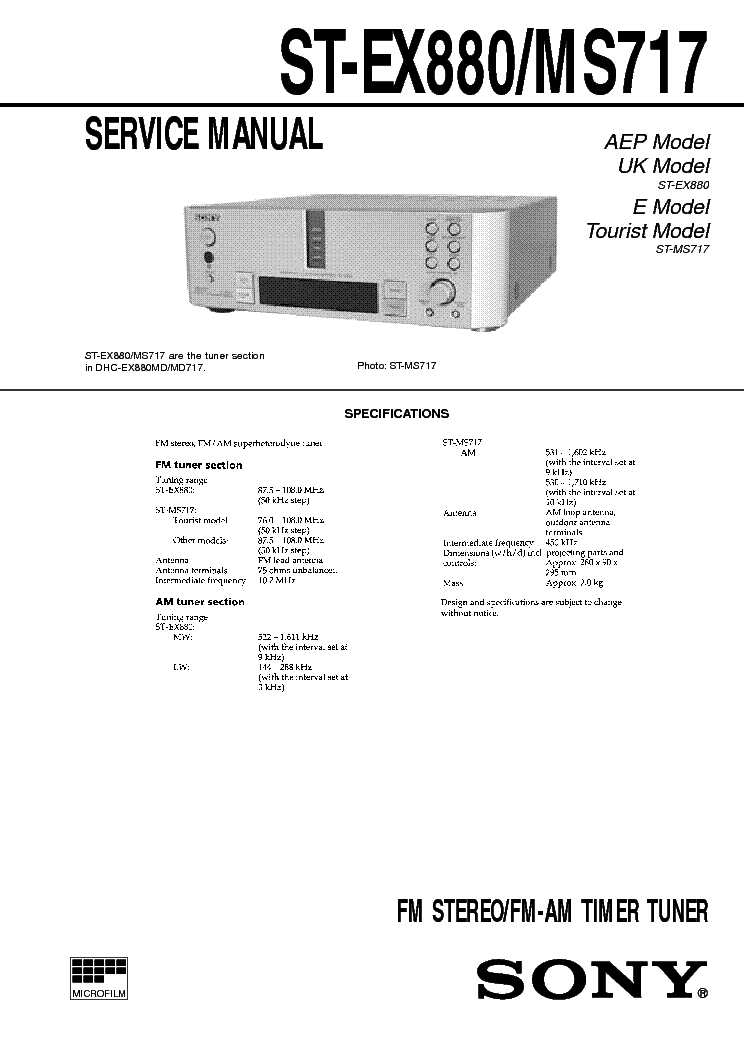 SONY ST-EX880 MS717 service manual (1st page)