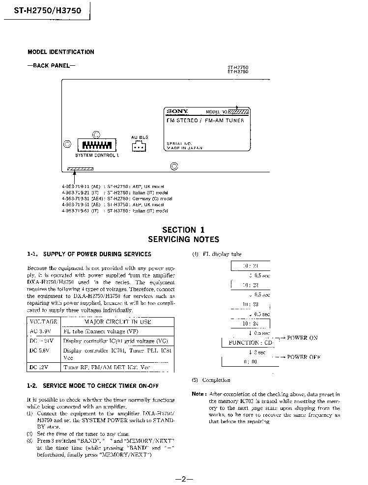 SONY ST-H2750 H3750 service manual (2nd page)