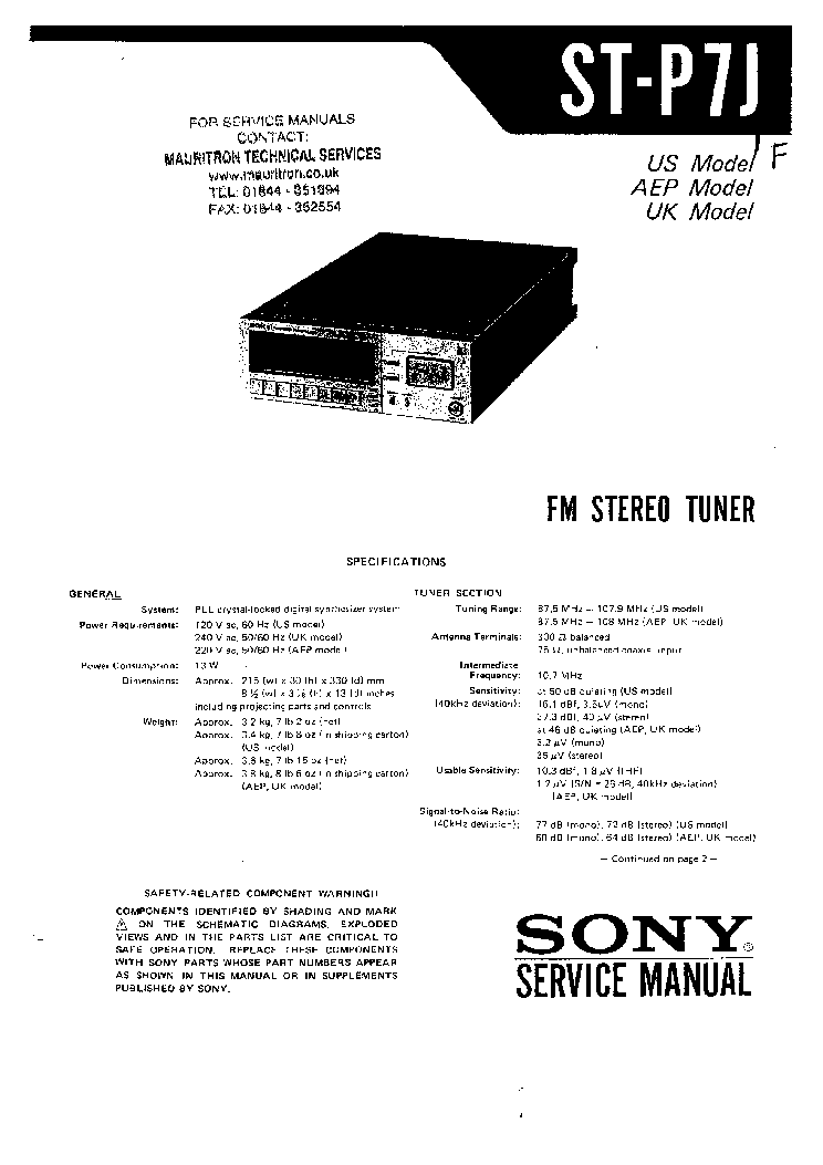 SONY ST-P7J SM service manual