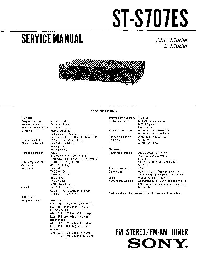 SONY ST-S707ES service manual (1st page)