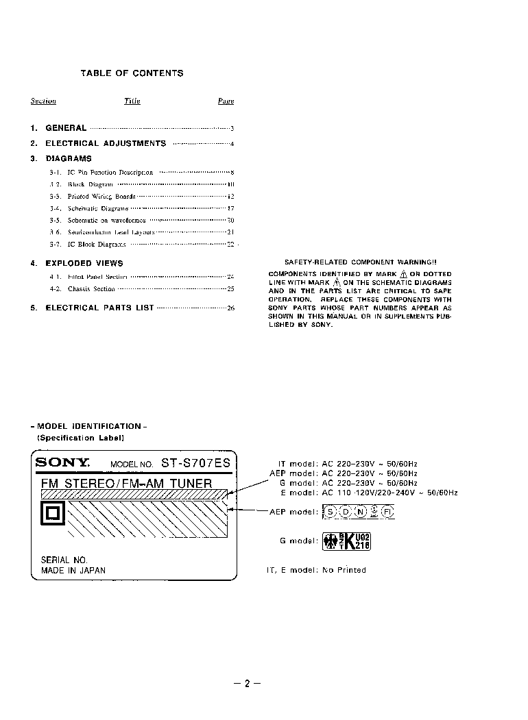 SONY ST-S707ES service manual (2nd page)