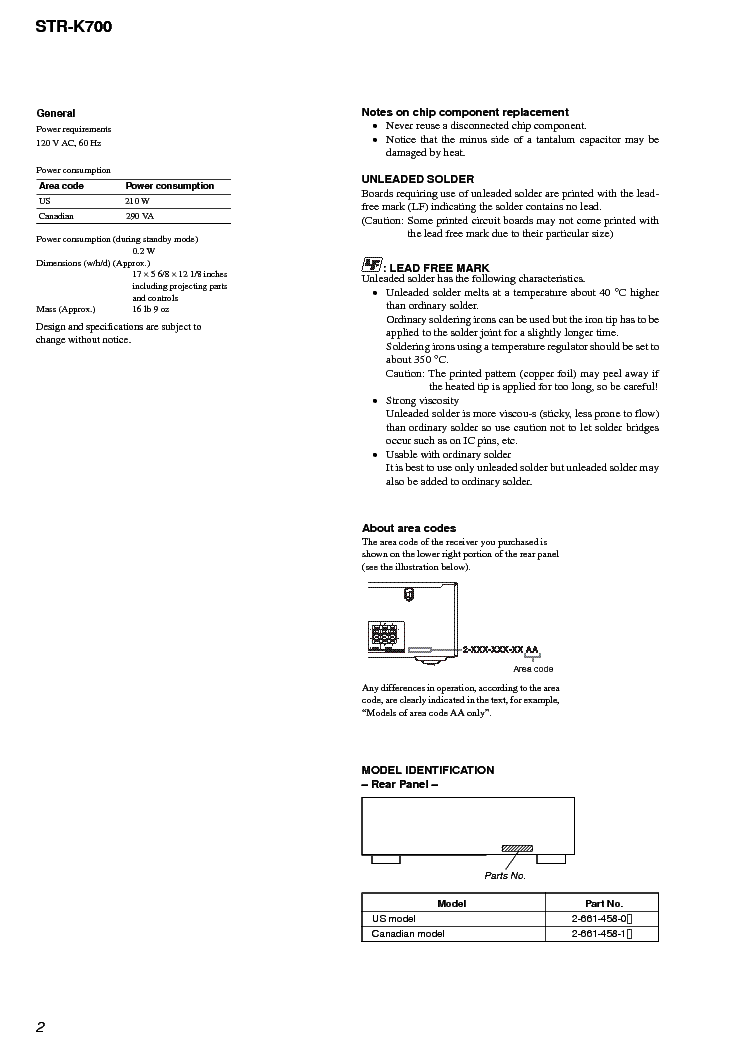 SONY STR-K700 service manual (2nd page)