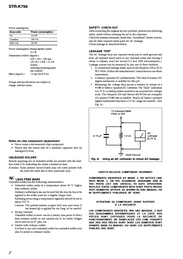 SONY STR-K790 VER1.1 Service Manual download, schematics, eeprom