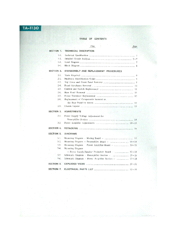 SONY TA-1130 service manual (2nd page)
