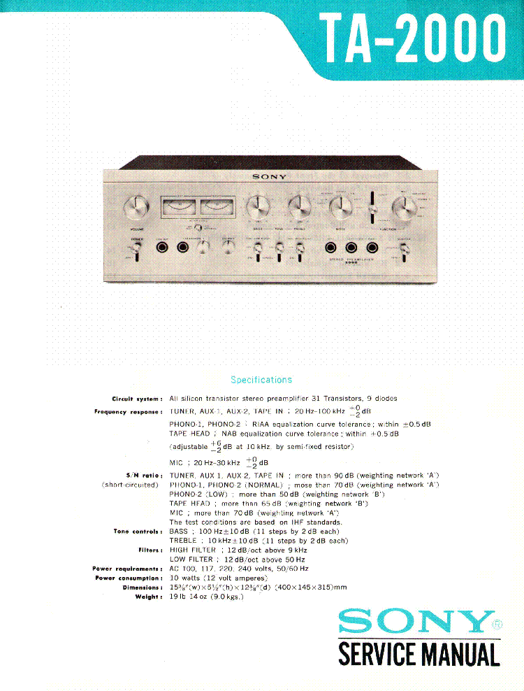 SONY TA-2000 SM service manual (1st page)