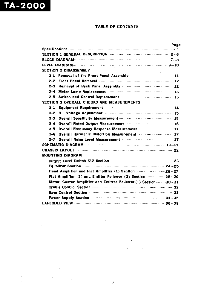 SONY TA-2000 SM service manual (2nd page)