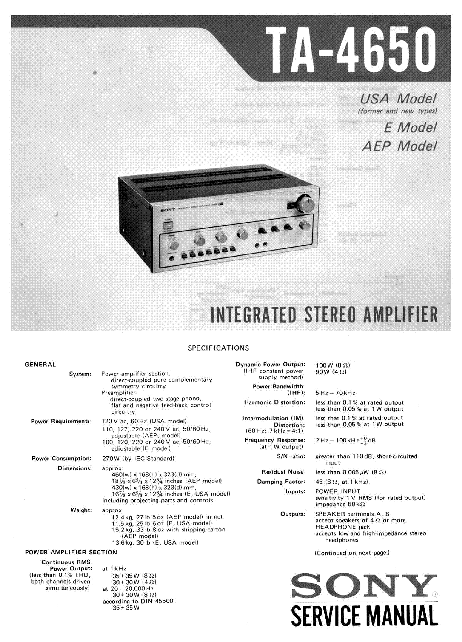 SONY TA-4650 SM service manual (1st page)