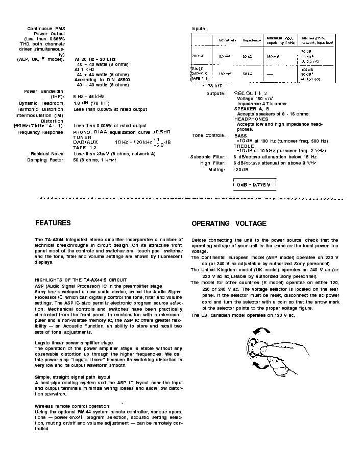 SONY TA-AX44 STEREO AMPLIFIER service manual (2nd page)