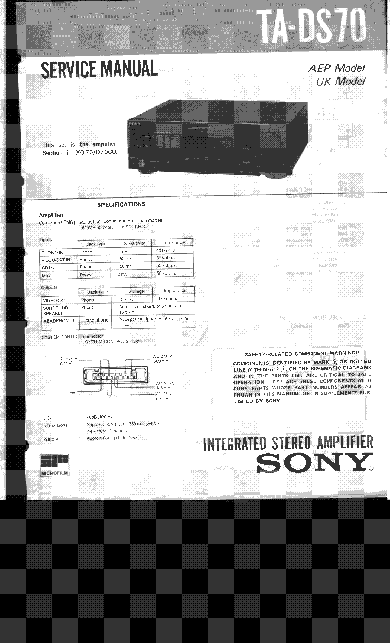 SONY TA-DS70 service manual (1st page)
