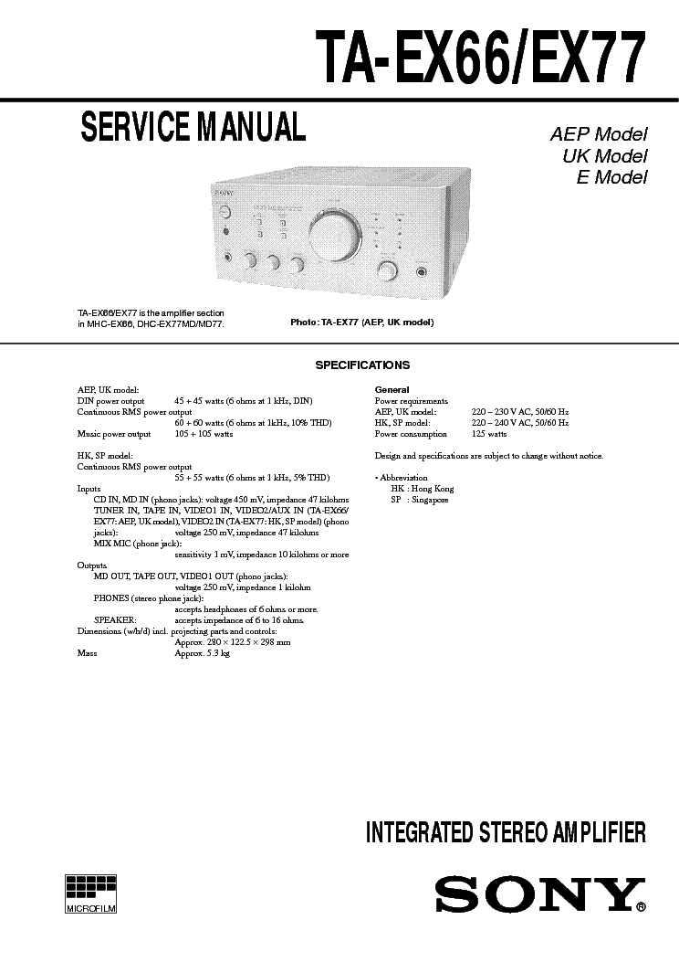 SONY TA-EX66 service manual