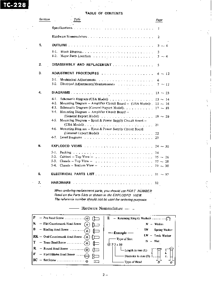 SONY TC-228 SM service manual (2nd page)