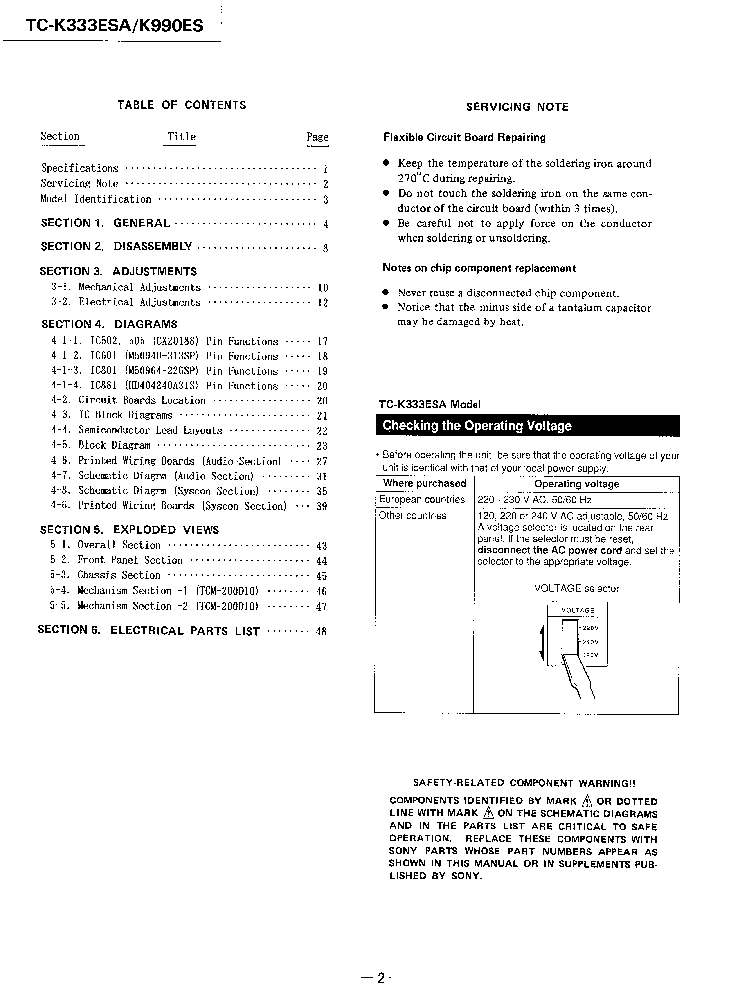SONY TC-K333ESA TC-K990ES SM service manual (2nd page)