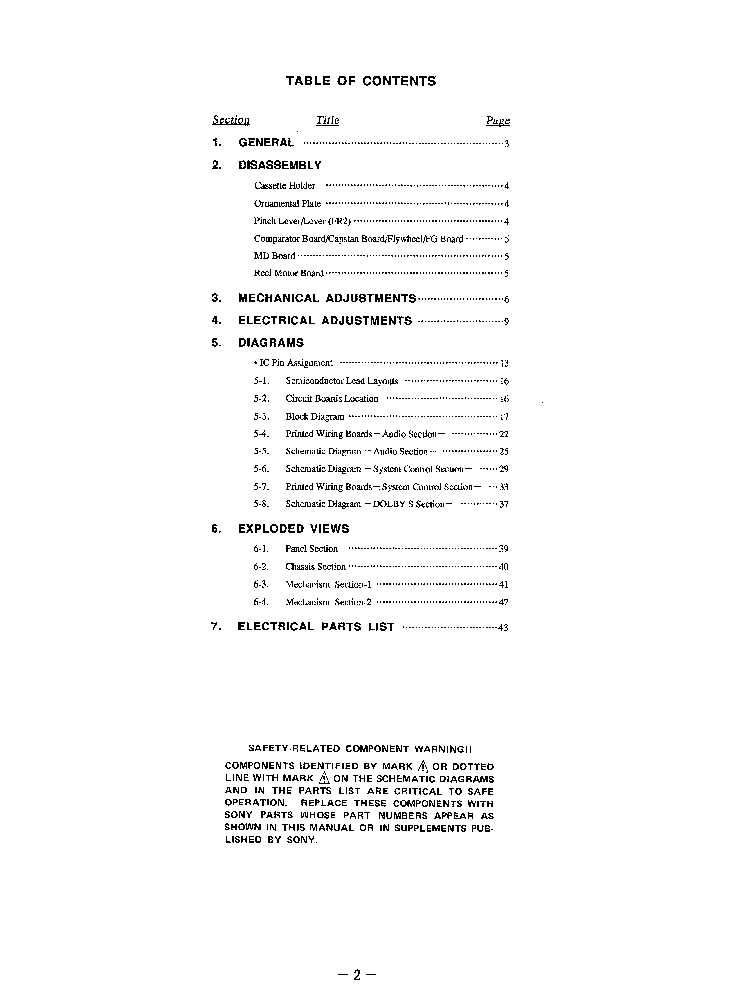 SONY TC-K808ES SM service manual (2nd page)