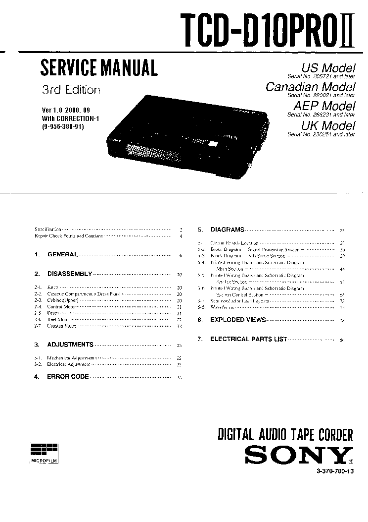 SONY TCD-D10PR02 service manual
