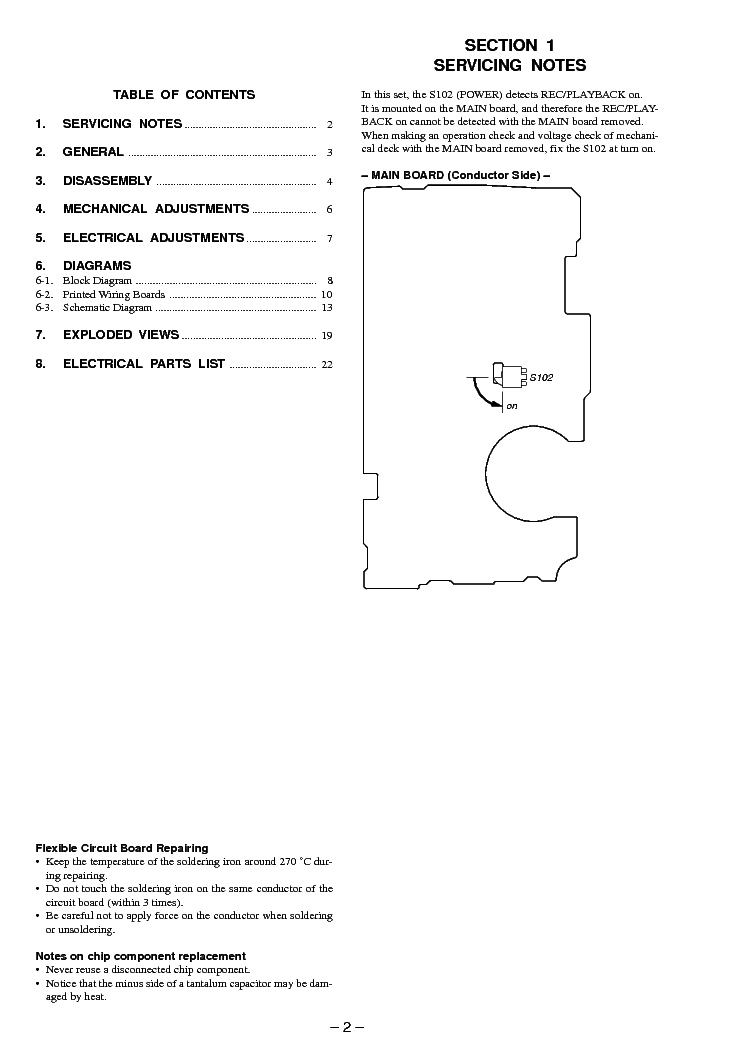 SONY TCM-40DV service manual (2nd page)