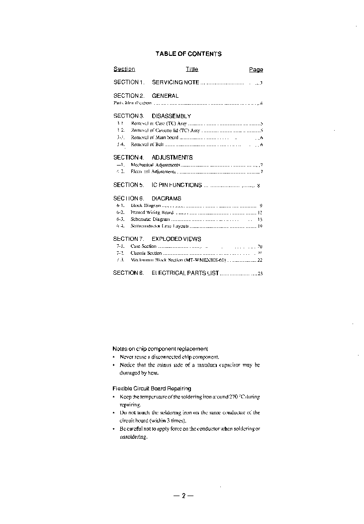 SONY WM-EX808HG service manual (2nd page)