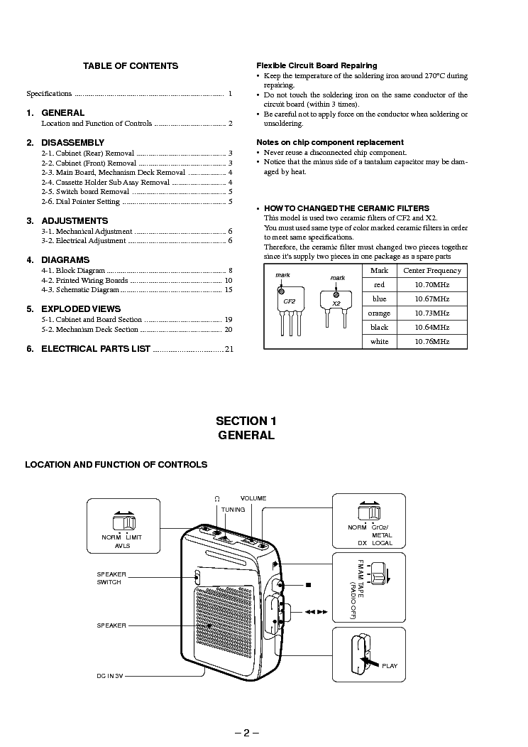 SONY WM-PA1 service manual (2nd page)