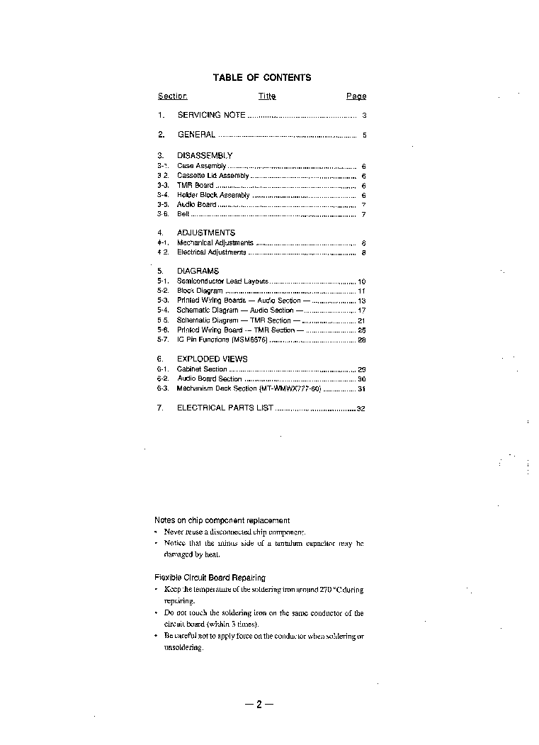 SONY WM-WX777 service manual (2nd page)