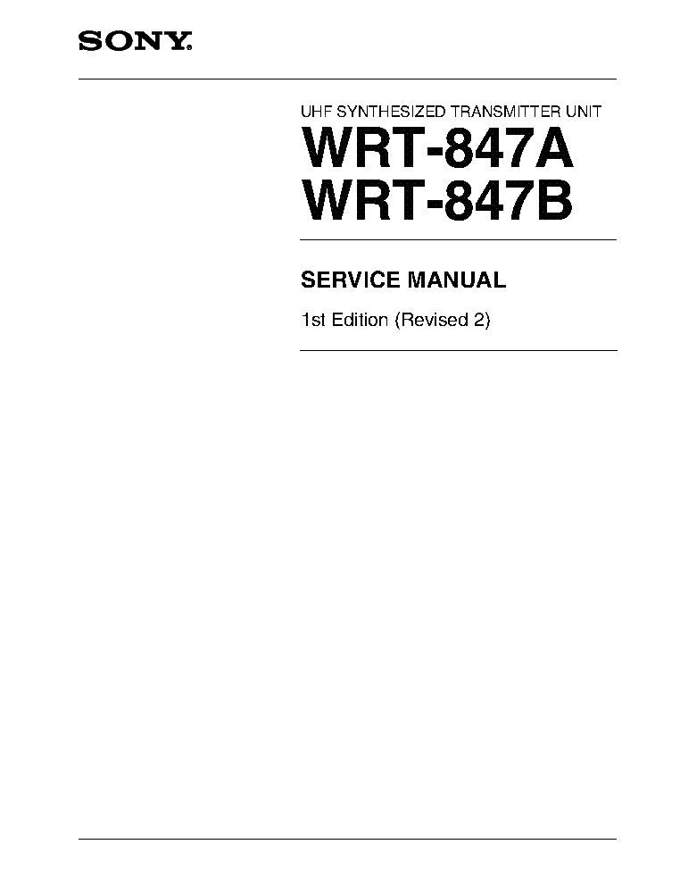 SONY WRT-847A WRT-847B 1ST-EDITION REV.2 SM service manual (1st page)