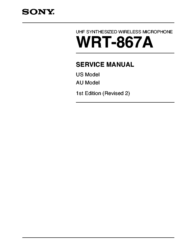 SONY WRT-867A US-AU MODEL 1ST-EDITION REV.2 SM service manual (1st page)