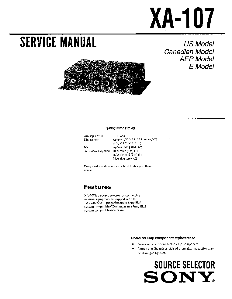 SONY XA-107 SM service manual (1st page)